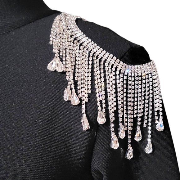 Long Sleeve Diamond Tassel Bodycon Dress - Picture 3 of 7